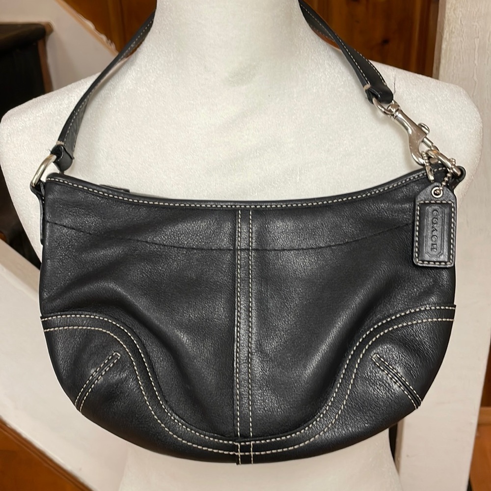 Coach Black Leather Hobo Shoulder Bag Purse circa 2005